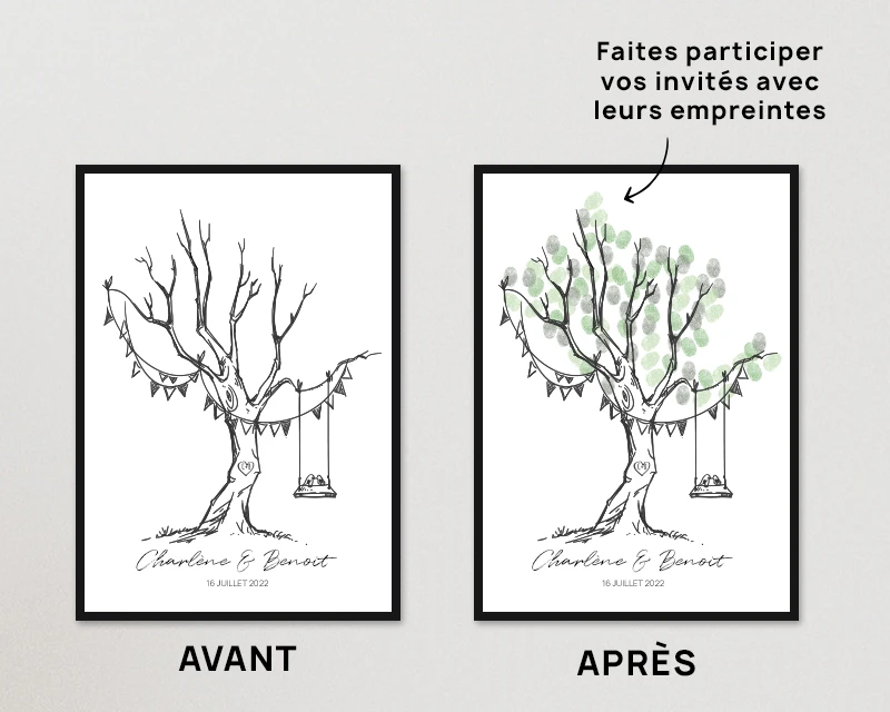 Affiche Arbre à Empreintes - Mariage 1 Affiche Arbre à Empreintes - Mariage