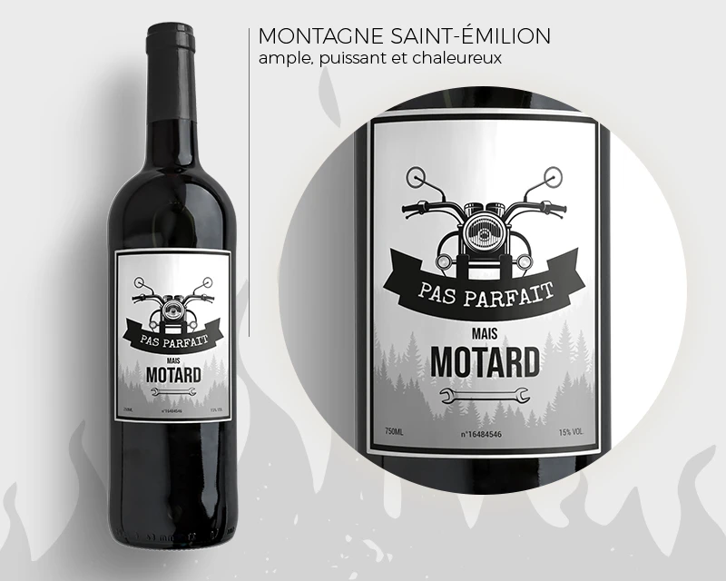 Bouteilles De Vin De Bordeaux Personnalisables - Motard 2 Bouteilles De Vin De Bordeaux Personnalisables - Motard – Image 2