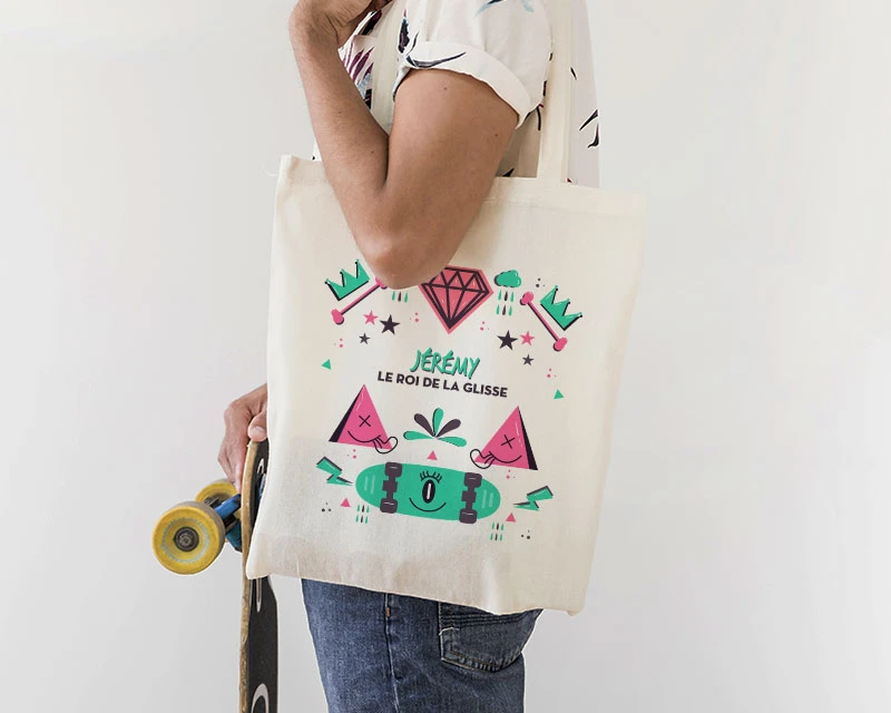 Tote Bag Personnalisable - Skateboard - 100% Coton Naturel 2 Tote Bag Personnalisable - Skateboard - 100% Coton Naturel – Image 2