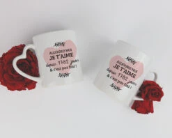 Lot De 2 Mugs Coeurs Personnalisés - Aujourd'hui Je T'aime Depuis X Jours -Cadeaux 244f39150db9b7d02c9de081da77770d29299e547a9119d49989d781145731545