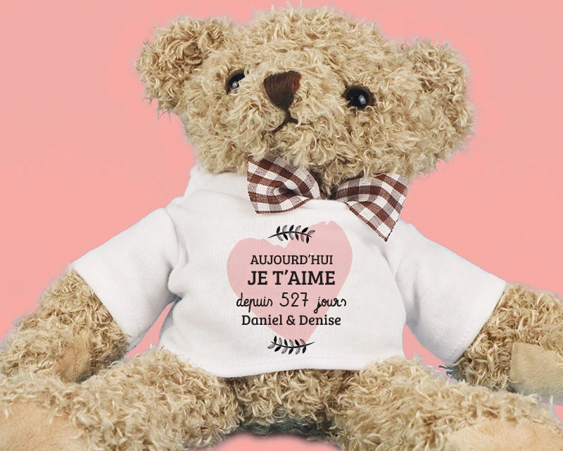 Ourson Personnalisé - Aujourd'hui Je T'aime Depuis X Jours 3 Ourson Personnalisé - Aujourd'hui Je T'aime Depuis X Jours – Image 3