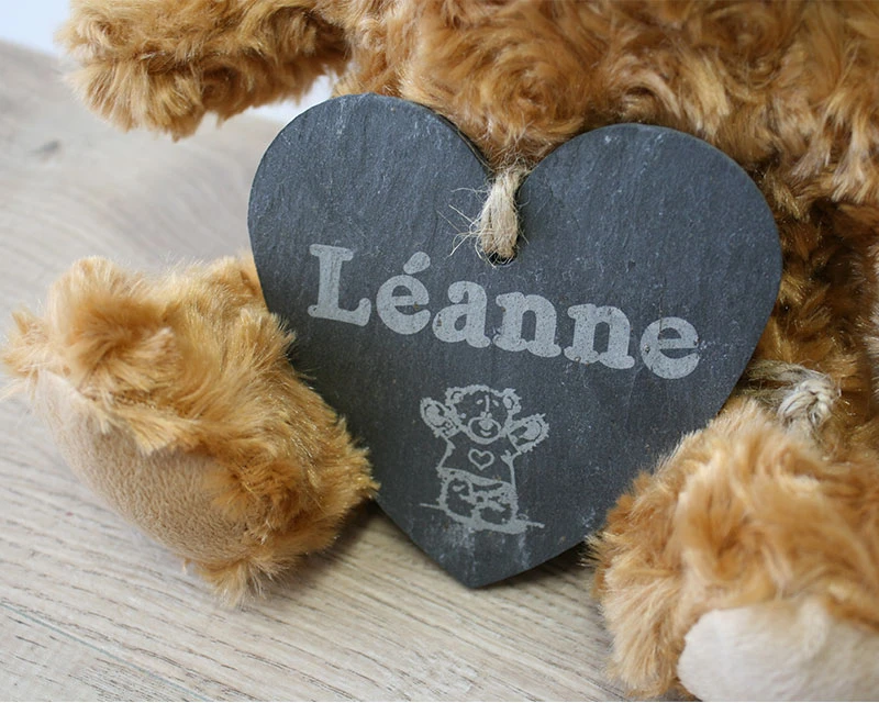 Coeur Ardoise à Suspendre Teddy Bear 3 Coeur Ardoise à Suspendre Teddy Bear – Image 3