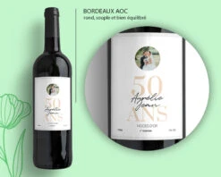 Bouteille De Vin De Bordeaux Personnalisée - Anniversaire De Mariage