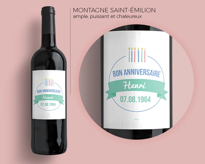 Bouteilles De Vin De Bordeaux - Collection Bougies D'anniversaire Bleues 1 Bouteilles De Vin De Bordeaux - Collection Bougies D'anniversaire Bleues