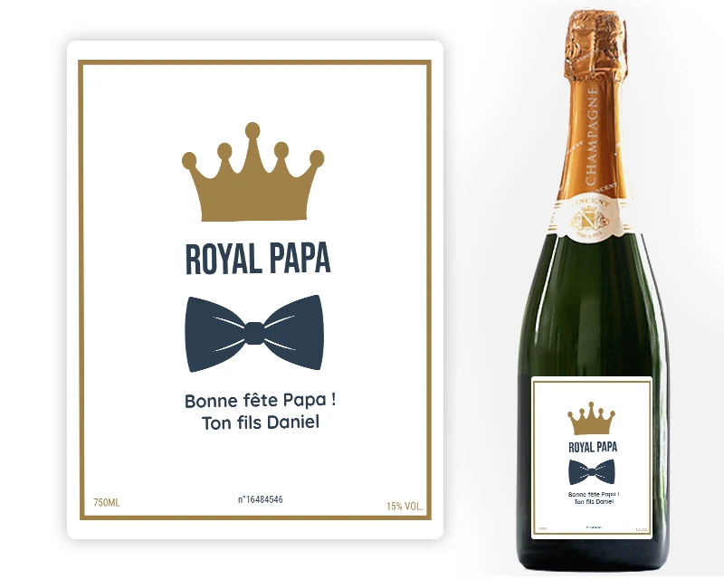 Bouteille De Champagne Personnalisée - Papa Royal 2 Bouteille De Champagne Personnalisée - Papa Royal – Image 2