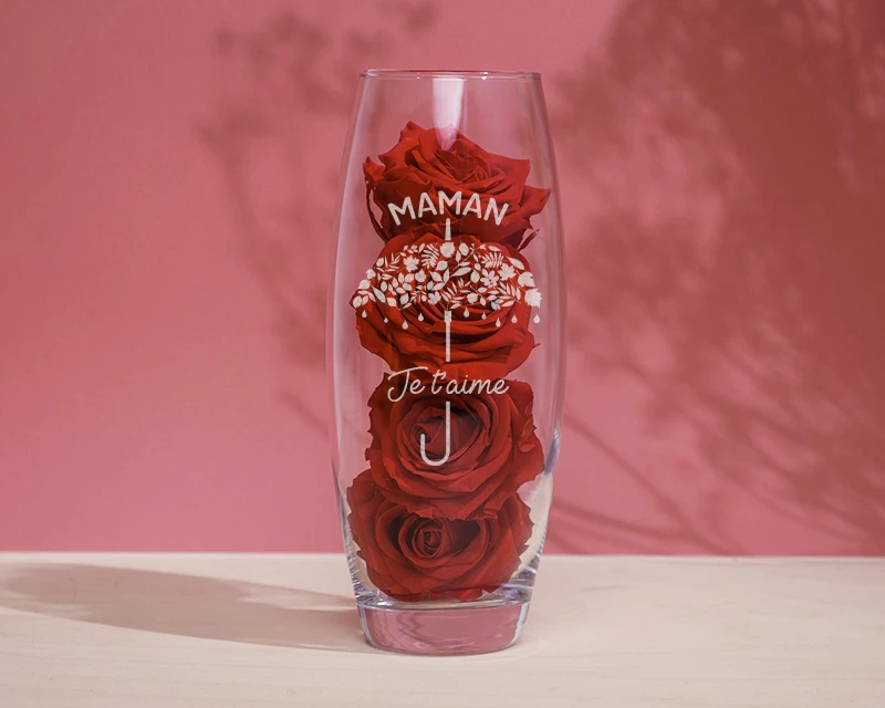 Vase Ovale Personnalisable Gravé Et Ses Roses Rouges éternelles - Je T'aime 3 Vase Ovale Personnalisable Gravé Et Ses Roses Rouges éternelles - Je T'aime – Image 3