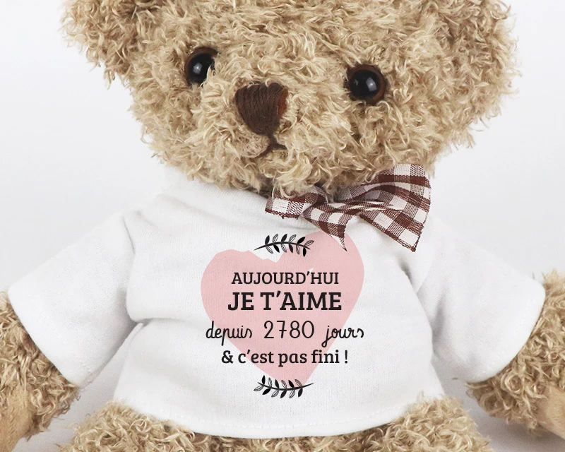 Ourson Personnalisé - Aujourd'hui Je T'aime Depuis X Jours 2 Ourson Personnalisé - Aujourd'hui Je T'aime Depuis X Jours – Image 2