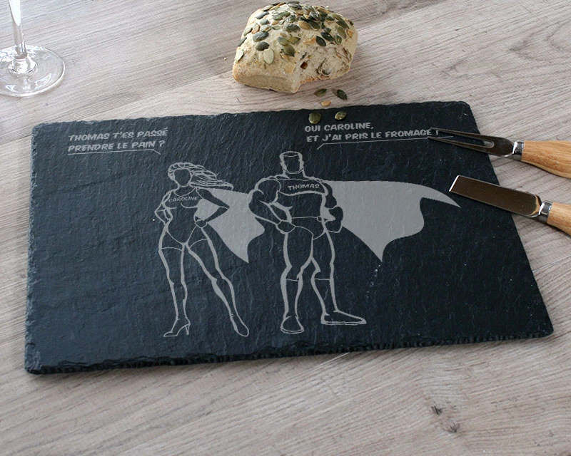 Plateau Ardoise Gravé - Super-Héros 1 Plateau Ardoise Gravé - Super-Héros