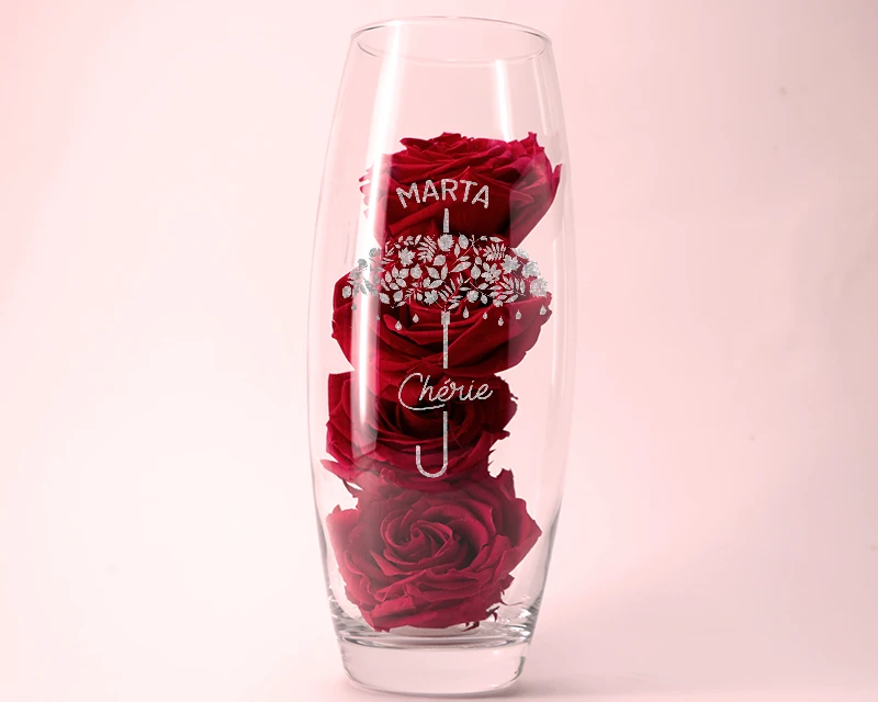 Vase Ovale Personnalisable Gravé Et Ses Roses Rouges éternelles - Je T'aime 2 Vase Ovale Personnalisable Gravé Et Ses Roses Rouges éternelles - Je T'aime – Image 2