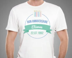 T-shirt Blanc Homme Personnalisable - Collection Bougies D'anniversaire