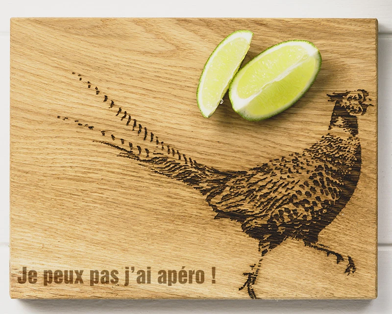 Petite Planche à Découper Personnalisable En Bois De Chêne écossais Et Son Décapsuleur - Faisan 3 Petite Planche à Découper Personnalisable En Bois De Chêne écossais Et Son Décapsuleur - Faisan – Image 3