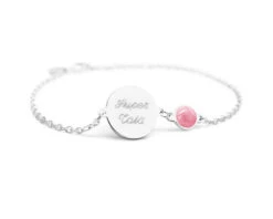 Bracelet Médaille Pour Femme - Nacre Blanche Ou Pierre Rose