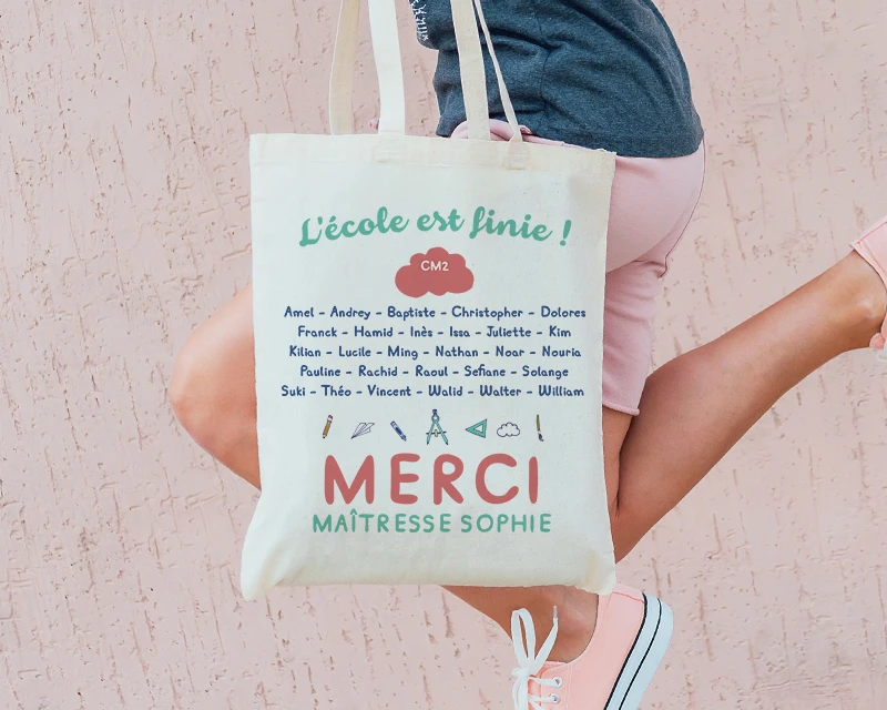 Tote Bag Personnalisable - L'école Est Finie - 100% Coton Naturel 1 Tote Bag Personnalisable - L'école Est Finie - 100% Coton Naturel