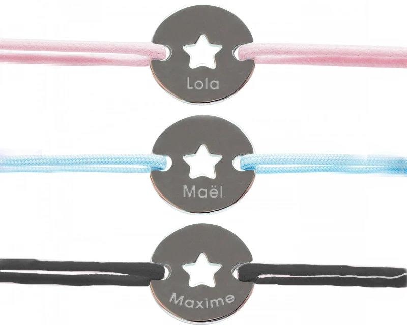Bracelet Jeton Personnalisable - Etoile Argent Véritable 1 Bracelet Jeton Personnalisable - Etoile Argent Véritable