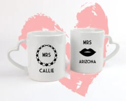 Lot De 2 Mugs Coeurs Personnalisés - Mrs & Mrs