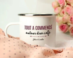 Tasse En émail Personnalisée - Tout A Commencé... 7 Tasse En émail Personnalisée - Tout A Commencé... -Cadeaux 698a93bf018a769126872cb5ea18f70f729b8801006023155b711a2ba4e3946
