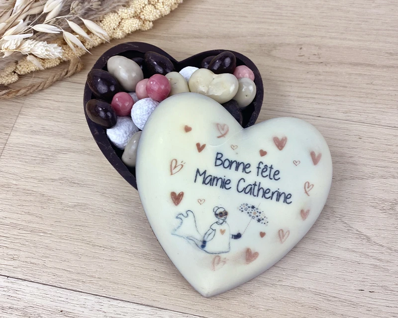 Coeur Tout Chocolat Personnalisé - Bonne Fête Mamie 3 Coeur Tout Chocolat Personnalisé - Bonne Fête Mamie – Image 3