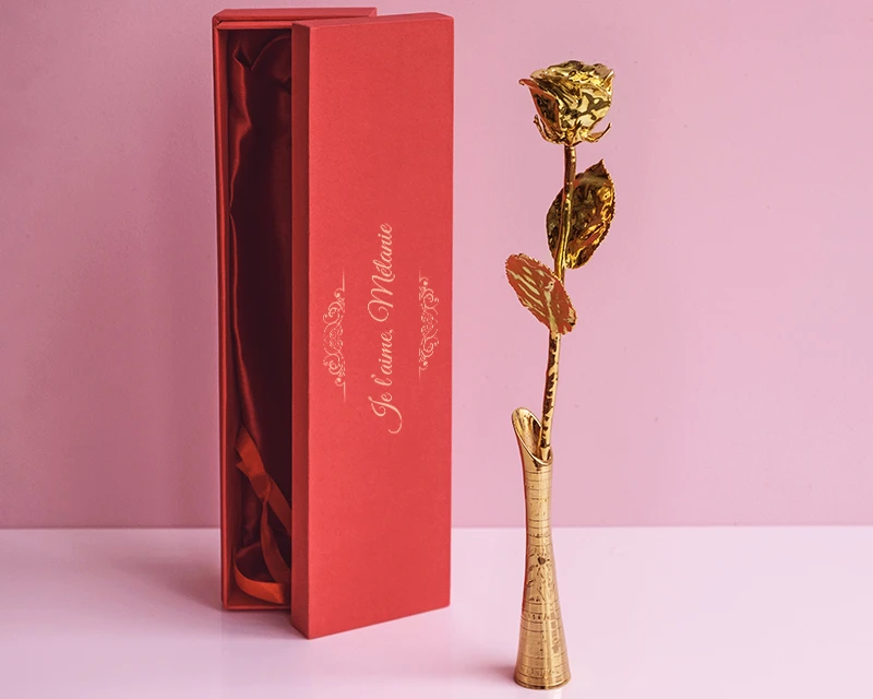 Grande Rose En Or (36 Cm) 24 Carats Dans Son écrin Personnalisé 2 Grande Rose En Or (36 Cm) 24 Carats Dans Son écrin Personnalisé – Image 2
