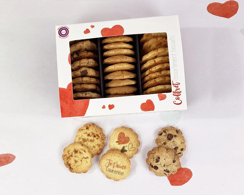 Coffret Biscuits Personnalisable Aux 3 Saveurs - Amour 1 Coffret Biscuits Personnalisable Aux 3 Saveurs - Amour