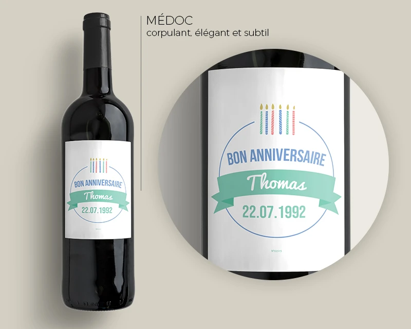 Bouteilles De Vin De Bordeaux - Collection Bougies D'anniversaire Bleues 3 Bouteilles De Vin De Bordeaux - Collection Bougies D'anniversaire Bleues – Image 3
