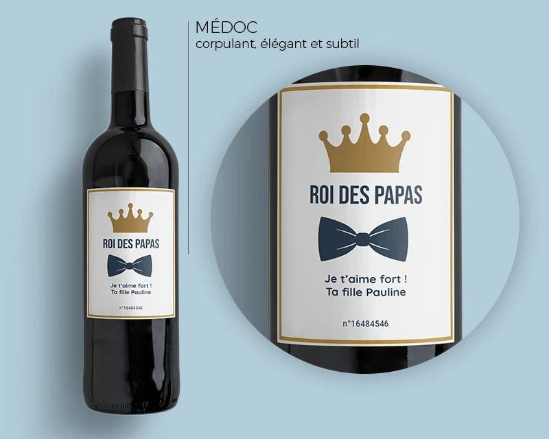 Bouteille De Vin De Bordeaux Personnalisée - Papa Royal 1 Bouteille De Vin De Bordeaux Personnalisée - Papa Royal