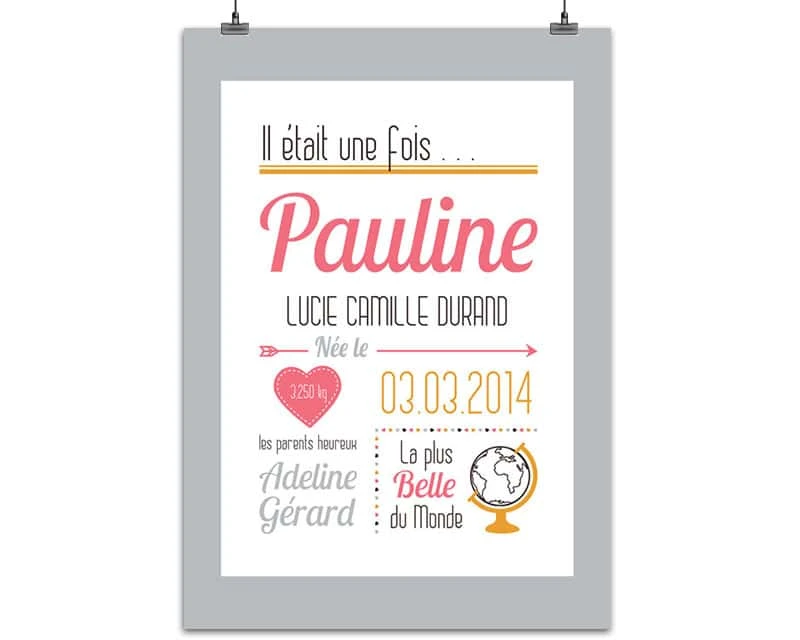 Affiche Naissance Fille 2 Affiche Naissance Fille – Image 2