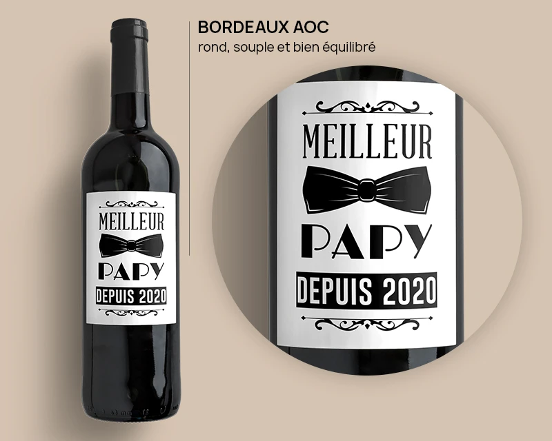 Bouteilles De Vin De Bordeaux - Meilleur Grand-Père 1 Bouteilles De Vin De Bordeaux - Meilleur Grand-Père