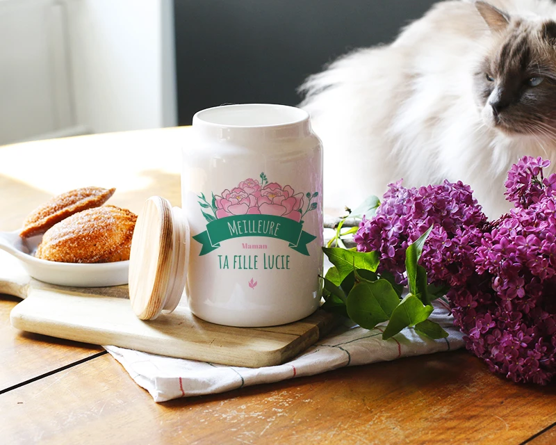 Pot à Biscuits Personnalisé - Maman Fleurie 1 Pot à Biscuits Personnalisé - Maman Fleurie