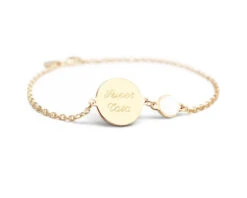 Bracelet Médaille Pour Femme - Nacre Blanche Ou Pierre Rose -Cadeaux 948b497386c5ce33d5ab1c7a08da769b0b5c0c27d455c05532201a23213437305