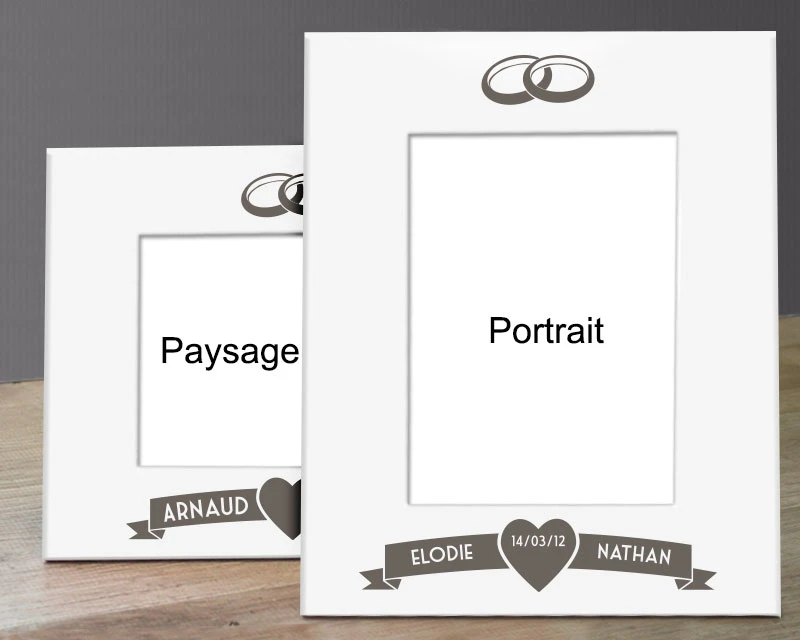 Cadre Métal Blanc Gravé Mariage 1 Cadre Métal Blanc Gravé Mariage