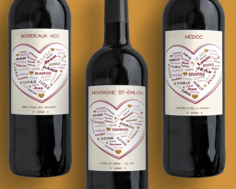 Bouteilles De Vin De Bordeaux Coeur Famille 2 Bouteilles De Vin De Bordeaux Coeur Famille – Image 2