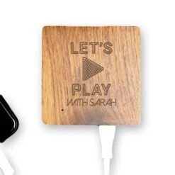 Batterie Externe En Bois Personnalisable 5000 MAh - Let's Play