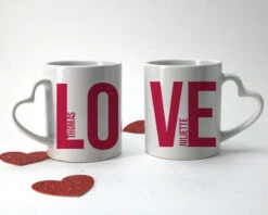 Lot De 2 Mugs Coeurs Personnalisés - Love
