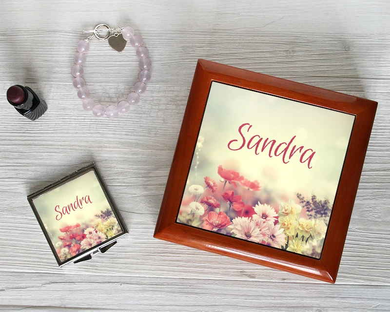 Boite à Bijoux Et Miroir De Sac Fleurs 1 Boite à Bijoux Et Miroir De Sac Fleurs