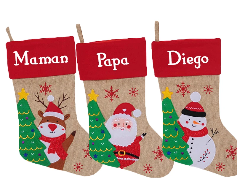 Chaussette De Noël Brodée Personnalisable - Prénom 1 Chaussette De Noël Brodée Personnalisable - Prénom
