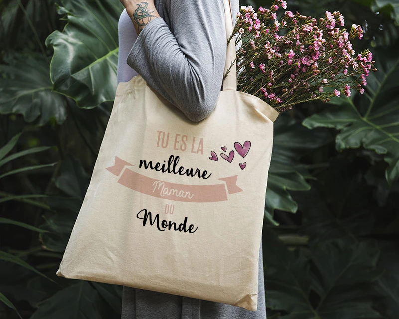 Tote Bag Personnalisable - Tu Es La Meilleure Du Monde - 100% Coton Naturel 3 Tote Bag Personnalisable - Tu Es La Meilleure Du Monde - 100% Coton Naturel – Image 3