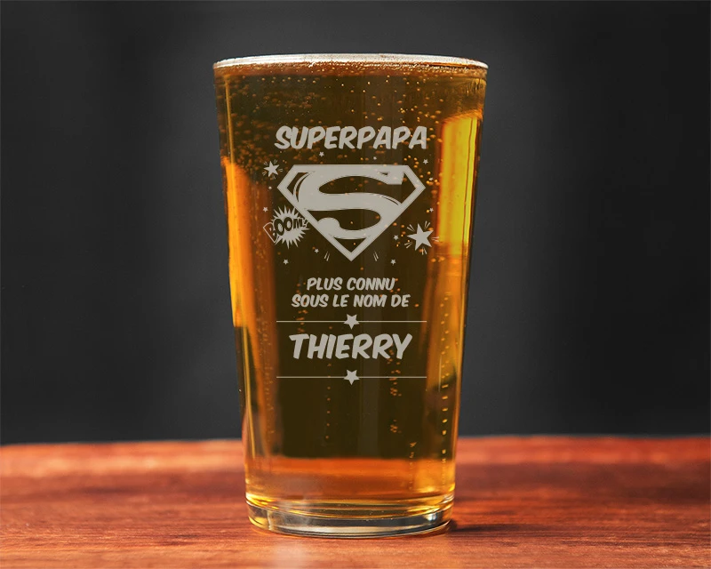 Verre à Bière Personnalisé - Super Papa 1 Verre à Bière Personnalisé - Super Papa