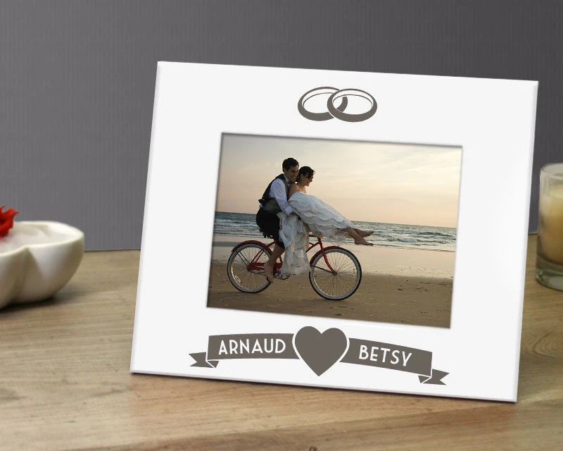 Cadre Métal Blanc Gravé Mariage 2 Cadre Métal Blanc Gravé Mariage – Image 2