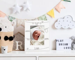 Cadre Métal Blanc Gravé Naissance