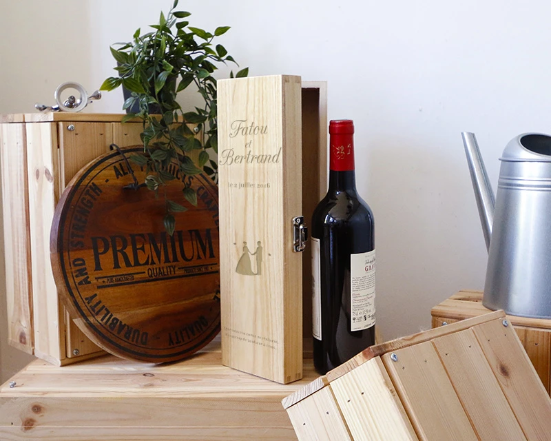 Caisse à Vin Mariage Gravée 2 Caisse à Vin Mariage Gravée – Image 2