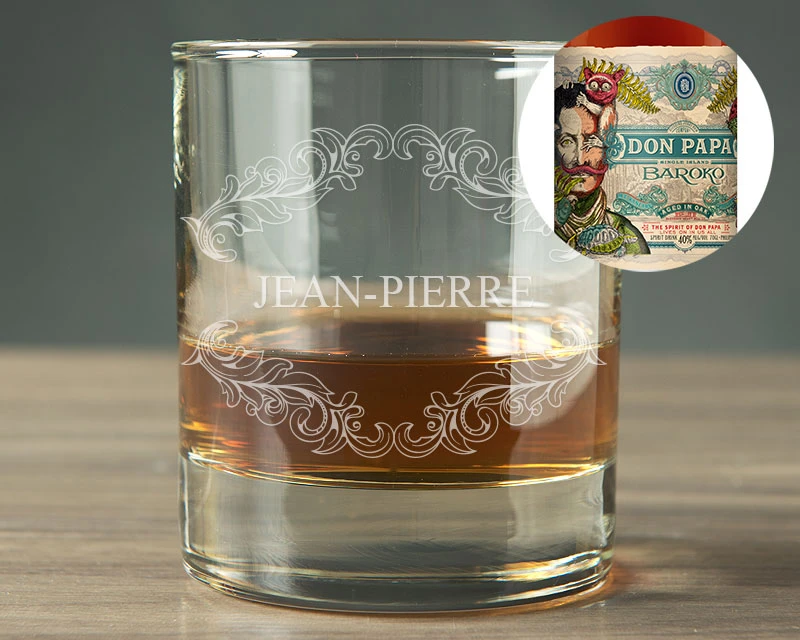 Bouteille De Rhum Don Papa + Verre Gravé Personnalisable 2 Bouteille De Rhum Don Papa + Verre Gravé Personnalisable – Image 2