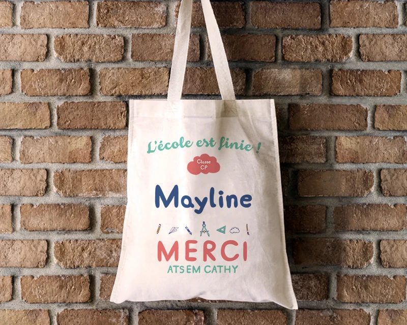 Tote Bag Personnalisable - L'école Est Finie - 100% Coton Naturel 3 Tote Bag Personnalisable - L'école Est Finie - 100% Coton Naturel – Image 3