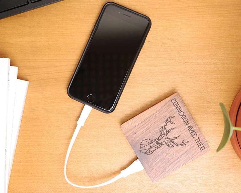 Batterie Externe En Bois Personnalisable 5000 MAh - Nature Connect 2 Batterie Externe En Bois Personnalisable 5000 MAh - Nature Connect – Image 2