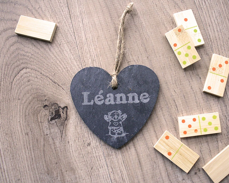 Coeur Ardoise à Suspendre Teddy Bear 2 Coeur Ardoise à Suspendre Teddy Bear – Image 2