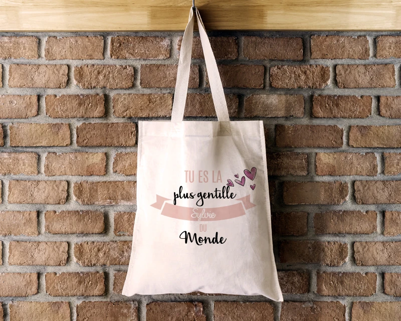 Tote Bag Personnalisable - Tu Es La Meilleure Du Monde - 100% Coton Naturel 1 Tote Bag Personnalisable - Tu Es La Meilleure Du Monde - 100% Coton Naturel