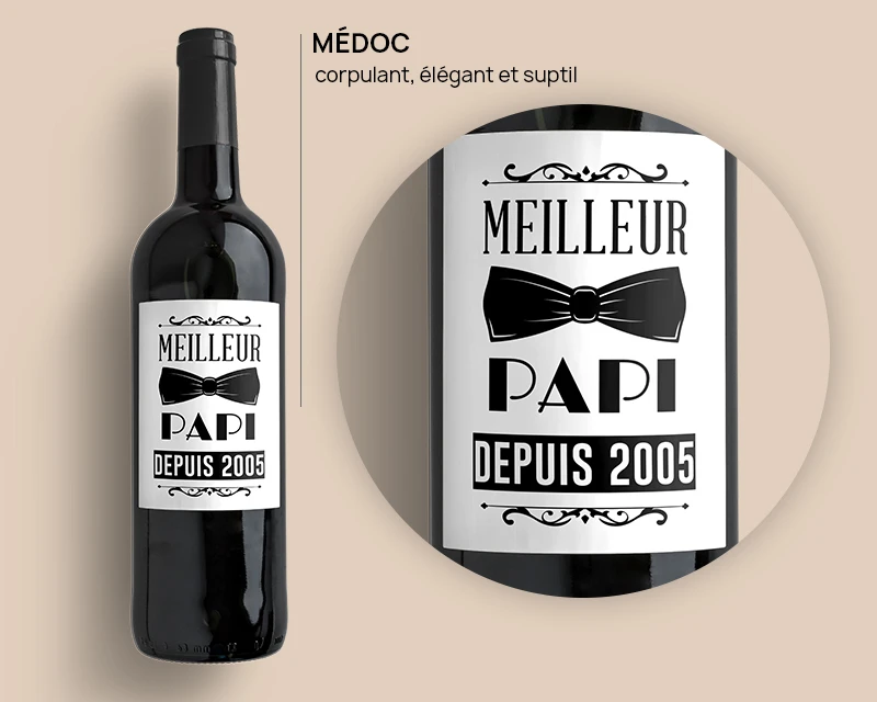 Bouteilles De Vin De Bordeaux - Meilleur Grand-Père 4 Bouteilles De Vin De Bordeaux - Meilleur Grand-Père – Image 4