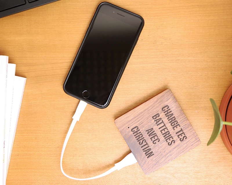 Batterie Externe En Bois Personnalisable 5000 MAh 1 Batterie Externe En Bois Personnalisable 5000 MAh