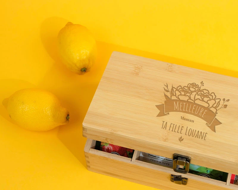 Boîte à Thé Personnalisée - Collection Maman Fleurie 2 Boîte à Thé Personnalisée - Collection Maman Fleurie – Image 2