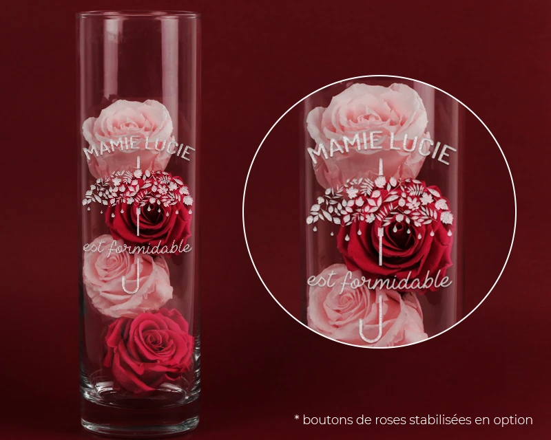 Vase Cylindrique Personnalisable - Je T'aime 2 Vase Cylindrique Personnalisable - Je T'aime – Image 2