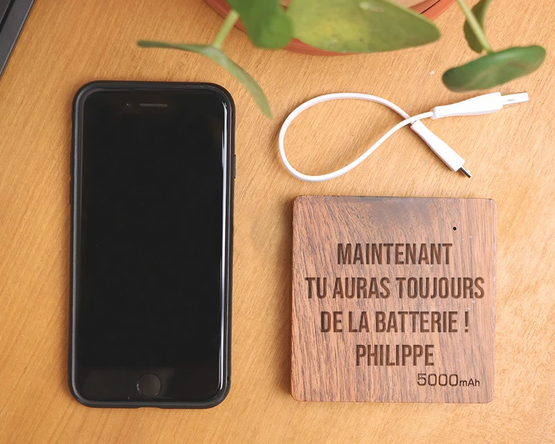 Batterie Externe En Bois Personnalisable 5000 MAh 2 Batterie Externe En Bois Personnalisable 5000 MAh – Image 2
